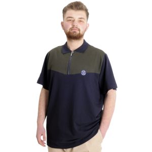 Big Size Mens T-Shirt Polo FRAGMENTED 23325 Navy Blue