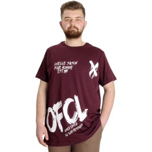 Büyük Beden Erkek T-shirt UVELLE SAISON 23112 Mürdüm