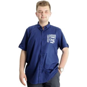 Erkek Büyük Beden Gabardin Gömlek ONE CITY 23307 İndigo