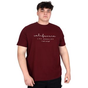 Büyük Beden Erkek Tişört Baskılı LOS ANGELES WAFFLE U25001 Mürdüm
