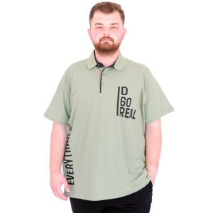 Plus Size Men's T-Shirt Polo Collar REAL U25309 Sage
