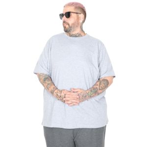 Big-Tall Men Round Collar T-Shirt Basic 20031 Gray Melange
