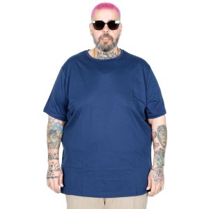 Big-Tall Men Round Collar T-Shirt Basic 20031 Indigo