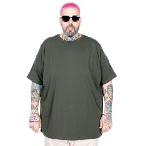Big-Tall Men Round Collar T-Shirt with Lycra 20149 Khaki