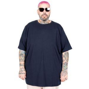 Big-Tall Men Round Collar T-Shirt with Lycra 20149 Navy Blue