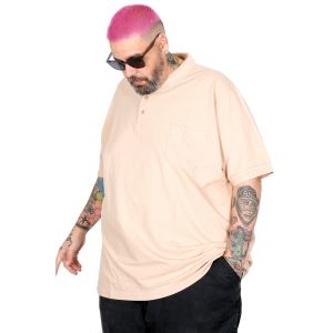 Big Size Mens T-Shirt Polo with pocket Classic 20550 Beige