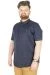 Big Size Men Shirt Short Sleeve Band Collar 20387 Navy Blue