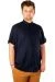 Large Size Men's Classic Linen Shirt with Lycra 20393 Navy Blue