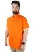 Battal Beden Erkek Tshirt Polo Yaka Cepli Klasik Pike 20552 Oranj ORANJ