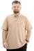 Battal Beden Erkek Tshirt Polo Yaka Nakışlı Klasik Pike 20553 Bej BEJ