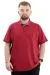 Battal Beden Erkek Tshirt Polo Yaka Nakışlı Klasik Pike 20553 Bordo BORDO