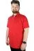 Battal Beden Erkek Tshirt Polo Yaka Nakışlı Klasik Pike 20553 Kırmızı KIRMIZI