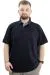 Battal Beden Erkek Tshirt Polo Yaka Nakışlı Klasik Pike 20553 Lacivert LACIVERT