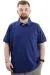 Battal Beden Erkek Tshirt Polo Yaka Nakışlı Klasik Pike 20553 İndigo INDIGO
