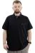 Battal Beden Erkek Tshirt Polo Yaka Nakışlı Klasik Pike 20553 Siyah SIYAH
