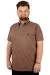 Battal Beden Erkek Tshirt Polo Yaka Nakışlı Klasik Pike 20553 Toprak KAHVERENGI