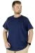 Büyük Beden Likralı T-shirt Bisiklet Yaka 20149 İndigo INDIGO