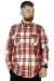 Big Tall Men Shirt Long Sleeve Double Pocket Clamshell Lumberjack 21392  Navy Blue-Red