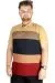 Büyük Beden T-shirt Polo Striped 21327 Bej BEJ
