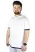 Big Size Mens T-Shirt Hood Collar 22136 White