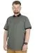 Büyük Beden T-Shirt Polo Printed Zipper 22319 Haki HAKI