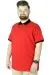 Büyük Beden T-Shirt Polo Printed Zipper 22319 Kırmızı KIRMIZI