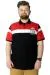 Büyük Beden T-Shirt Polo Parçalı Cup 22324 Siyah SIYAH