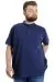 Büyük Beden Erkek T-shirt Hakim Yaka MD LOGO 22326 İndigo INDIGO