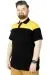 Büyük Beden T-Shirt Polo Double Color 22337 Siyah-Hardal SIYAH