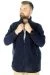 Big Tall Men Zippered Fleece Cardigan Standing Collar 22550 Navy blue