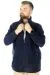 Big Tall Men Zippered Fleece Cardigan Standing Collar 22550 Navy blue