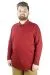 Büyük Beden Tshirt Polo Classic U.Kol Nakışlı 22445 Bordo BORDO