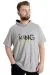 Big Size Mens T-Shirt Hoodie THE KING 23121 Grey Melange