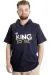Big Size Mens T-Shirt Hoodie THE KING 23121 Navy Blue
