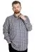 Big Size Men's Plaid Long Sleeved Pocket Shirt 23300 Light Khaki