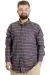 Big Size Mens Shirt Ekose Long Armlu 23300 Khaki