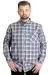 Big Size Men's Plaid Long Sleeved Pocket Shirt 23300 Brown