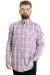 Big Size Mens Shirt Ekose Long Armlu 23300 Dark Pembe
