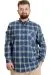Big Size Mens Shirt Ekose Long Armlu 23300 Dark Green
