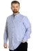 Big Size Men's Plaid Long Sleeved Pocket Shirt 23300 Blue