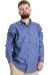 Big Size Men's Plaid Long Sleeved Pocket Shirt 23300 Black-Indıgo