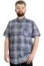 Big Size Mens Shirt Ekose Kısa Kollu 23301 Light Brown
