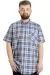 Big Size Mens Shirt Ekose Kısa Kollu 23301 Light Navy Blue
