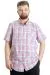 Big Size Mens Shirt Ekose Kısa Kollu 23301 Ecru