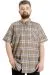 Big Size Mens Shirt Ekose Kısa Kollu 23301 Brown
