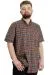 Big Size Mens Shirt Ekose Kısa Kollu 23301 Brick