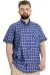 Big Size Mens Shirt Ekose Kısa Kollu 23301 Dark Saks