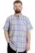Big Size Mens Shirt Ekose Kısa Kollu 23301 Kum