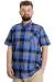 Big Size Mens Shirt Ekose Kısa Kollu 23301 Navy Blue