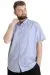 Big Size Mens Shirt Ekose Kısa Kollu 23301 Blue